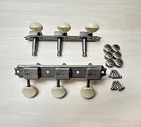 Gotoh 3x3 Vintage Style Guitar Tuners, Nickel with White Buttons, Relic Finish