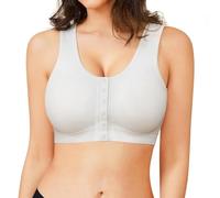 Gotoly Women Post Surgery Front Fastening Sports Bra with Breast Support Full Coverage Compression Bra After Surgery (UK, Alpha, M, Regular, Regular, White)