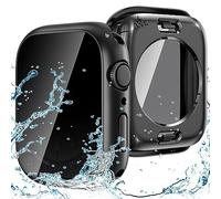 Goton 2 in 1 Privacy Waterproof Apple Watch Case for Series 8 & Series 7 Screen Protector 41mm, Front Anti Spy Tempered Glass Face Cover + Back Bumper for iWatch Accessories 41 mm Black