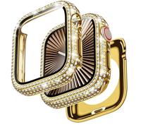 Goton 2-in-1 Waterproof Bling Case Compatible for Apple Watch Screen Protector 40mm 41mm 42mm 44mm 45mm 46mm Ultra 49mm Series 10 9 8 7 6 5 4 SE 2, Glitter Rhinestone Face Cover for iWatch Accessories