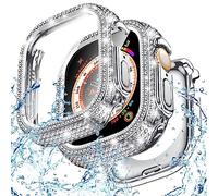 Goton 49mm Waterproof Bling Case for Apple Watch Ultra 3/2/1 Screen Protector 49 mm, Sparkling PC Front Bumper & Hollow Back for iWatch Cover, Splash-Resistant, Easy Install