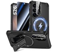Goton for Samsung Galaxy S26 Case with Privacy Tempered Glass Screen Protector & Camera Lens Protector, Compatible with MagSafe, Invisible Kickstand, Shockof Phone Cover, Black