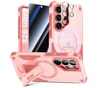 Goton for Samsung Galaxy S26 Ultra Case with Privacy Tempered Glass Screen Protector & Camera Lens Protector, Compatible with MagSafe, Invisible Kickstand, Shockof Phone Cover, Pink