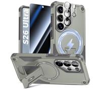 Goton for Samsung Galaxy S26 Ultra Case with Privacy Tempered Glass Screen Protector & Camera Lens Protector, Compatible with MagSafe, Invisible Kickstand, Shockof Phone Cover, Grey
