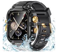 Goton IP68 Waterproof Rugged Band for Apple Watch 44mm with Case build-in Screen Protector for Men, Heavy Duty Bumper Cover Sport Strap Compatible with iWatch SE 3/2/1, Series 6/5/4 44 mm