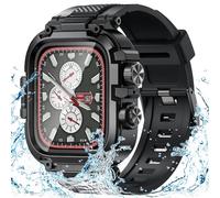 Goton IP68 Waterproof Rugged Band for Apple Watch 44mm with Case build-in Screen Protector for Men, Heavy Duty Bumper Cover Sport Strap Compatible with iWatch SE 3/2/1, Series 6/5/4 44 mm