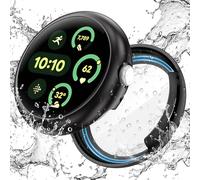 Goton Waterproof Case for Google Pixel Watch 3 45mm Screen Protector, Hard PC Slim Face Cover Bumper High Sensitive for Google Pixel Watch 3, 45mm Black