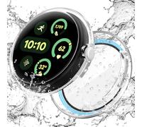 Goton Waterproof Case for Google Pixel Watch 3 45mm Screen Protector, Hard PC Slim Face Cover Bumper High Sensitive for Google Pixel Watch 3, 45mm Clear