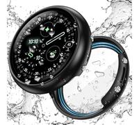 Goton Waterproof Case for Google Pixel Watch 4 45mm Screen Protector, Direct Charging Hard PC Slim Face Cover Bumper High Sensitive for Google Pixel Watch 4, 41mm Black