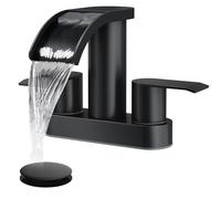 gotonovo 4" Center Set Waterfall Bathroom Basin Faucet Deck Mounted 2 Handles Basin Faucets 2 or 3 Holes with Pop Up Drain Included Toilet Modern Mixer Tap
