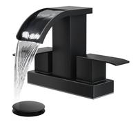 gotonovo 4 Inch Center Set Waterfall Bathroom Basin Faucet Deck Mounted 2 Handles Basin Faucets 2 or 3 Hole with Pop Up Drain Included Toilet Modern Mixer Tap Basin Faucet