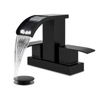gotonovo 4 Inch Center Set Waterfall Bathroom Basin Faucet Deck Mounted 2 Handles Basin Faucets 2 or 3 Hole with Pop Up Drain Included Toilet Modern Mixer Tap Basin Faucet