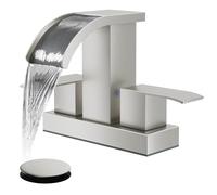 gotonovo 4 Inch Center Set Waterfall Bathroom Basin Faucet Deck Mounted 2 Handles Basin Faucets 2 or 3 Holes with Pop Up Drain Includes Toilet Modern Mixer Tap Basin Faucet
