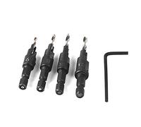 GOTOTOP 4Pcs HSS Drill Bit Set for Metal Hexagonal Shank Taper Drill with Hex Wrench Countersink Woodworking Tools