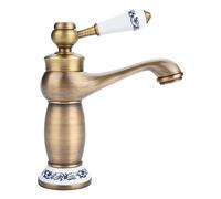 GOTOTOP Basin Mixer Tap, Floral Pattern Single Handle Mixer Tap Cold/Hot Water Faucet for Bathroom Basin Sink(Antique)