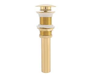 GOTOTOP Basin Sink Unslotted Up Click Clack Sprung, Plug Up Drain Assembly Non-Overflow for Bathroom Sink (Gold)
