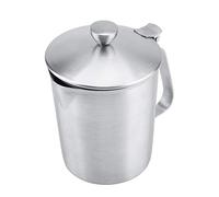 GOTOTOP Milk Jug, Stainless Steel Milk Pitcher, Milk Frothing Jug for Making Coffee Cappuccino, Latte Coffee Pot with Handle Lid for Office Kitchen(500ML)