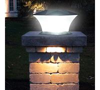 GOTOTOP Outdoor LED Solar Pillar Gate Lamp, Waterproof Solar Post Cap Lights Landscape Lights Lamp for Villa Garden Porch Home Lighting, 18x18x14cm