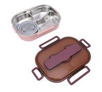GOTOTOP Portable Leakproof Stainless Steel Bento Box 4 Compartment Lunch Box for Office School Travel, with Spoon Chopsticks for Adults Kids (Pink and Purple)