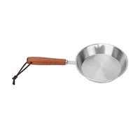 GOTOTOP Stainless Steel Frying Pan, Nonstick Skillet with Solid Wood Handle, Even Heat Distribution for Home Kitchen Cooking (16CM)