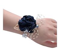 GOTOTOP Wholesale Wrist Corsages for Bridesmaids Fabric Rose Wrist Corsages Bridal Party Corsage with Pearl Bling Ribbon Stretch Bracelet for Wedding Prom Homecoming (2)