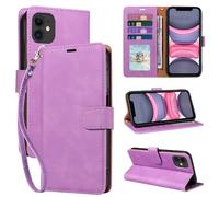 GOTOURED for iPhone 11 Wallet Case, [RFID Blocking 4 Card Slots] [Wrist Strap] [Kickstand] [Magnetic Closure] Shockproof Protective Soft Leather for iPhone 11 Flip Cases Cover (Purple)