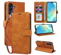 GOTOURED for Samsung Galaxy A16 Phone Case Wallet, RFID Blocking 4 Card Slots, Wrist Strap, Kickstand, Magnetic Closure, Shockproof Protective Soft Leather Flip Cover (Brown)