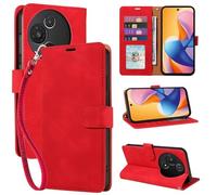 GOTOURED for TCL 60/60R 5G Phone Case Wallet Cover, [RFID Blocking 4 Card Slots] [Wrist Strap] [Kickstand] Magnetic Shockproof Protective Leather Flip Cases for TCL 60/60R 5G (Red)