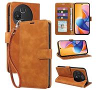 GOTOURED PU Leather Flip Case for TCL 60/60R 5G with Wallet (Brown)