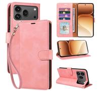 GOTOURED Wallet Case for Honor 600 Pro/for Honor 600 Case, PU Leather Flip Cover with RFID Blocking, 4 Card Slots, Wrist Strap & Kickstand, Shockproof Protective Folio Cover (Pink)