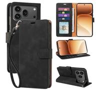 GOTOURED Wallet Case for Honor 600 Pro/for Honor 600 Case, PU Leather Flip Cover with RFID Blocking, 4 Card Slots, Wrist Strap & Kickstand, Shockproof Protective Folio Cover (Black)