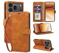 GOTOURED Wallet Case for Honor 600 Pro/for Honor 600 Case, PU Leather Flip Cover with RFID Blocking, 4 Card Slots, Wrist Strap & Kickstand, Shockproof Protective Folio Cover (Brown)