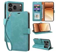 GOTOURED Wallet Case for Honor 600 Pro/for Honor 600 Case, PU Leather Flip Cover with RFID Blocking, 4 Card Slots, Wrist Strap & Kickstand, Shockproof Protective Folio Cover (Green)