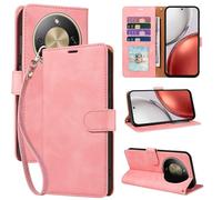 GOTOURED Wallet Case for Honor Magic 8 Lite, RFID Blocking PU Leather Flip Cover with 4 Card Slots, Detachable Wrist Strap & Kickstand, Shockproof Folio Case for HONOR Magic8 Lite (6.79") (Pink)