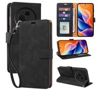 GOTOURED Wallet for TCL 605 Phone Case, Soft Leather Protective, RFID Blocking 4 Card Slots, Kickstand, Wrist Strap, Shockproof Folio Flip Cases Cover for TCL 605/60 SE (Black)