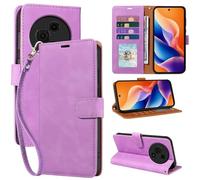 GOTOURED Wallet for TCL 605 Phone Case, Soft Leather Protective, RFID Blocking 4 Card Slots, Kickstand, Wrist Strap, Shockproof Folio Flip Cases Cover for TCL 605/60 SE (Purple)
