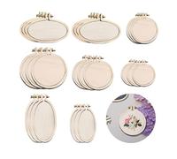 Gotrain 24 Sets 8 Sizes Wooden Mini Embroidery Hoop, Small Crossing Stitch Hoop Mini Ring Embroidery Circle for DIY Pendant Crafts, Round/Oval Vertical/Oval Horizontal
