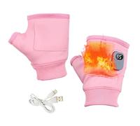 Gotrain Heated Work Gloves Rechargeable, Heated Fingerless Gloves for Women 3-Speed Adjustable Heated Riding Gloves 2000mAh Battery Heated Gloves for Winter, Sports Outdoor (Pink)