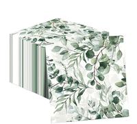 GOTRUST 100pcs Eucalyptus Napkins, 2-Ply Green Eucalyptus Leaf Paper | Sage Green Soft Paper Napkins, Disposable Guest Napkin for Birthday, Wedding, Party, Baby Shower, Dinner Events