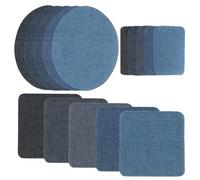 GOTRUST 15PCS Denim Patches, Rectangle, Square, Ellipse Shapes, Black, Dark Blue, Royal Blue, Sky Blue, Light Blue, No-Sew, Waterproof, Iron-On, Jean Patches