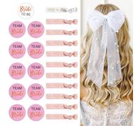 GOTRUST 23PCS Hen Do Accessories, Hen Party Badges, Bride to Be Veil and Wristbands Sets for Hen Party Wedding Bridal Shower Party Decorations