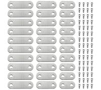 GOTRUST 30pcs Flat Fixing Brackets, 2 Holes Stainless Steel Straight Brace Bracket, Flat Connecting Plates, Metal Mending Joining Plate with 60 Screws for Wood, Repair Fixing Furniture