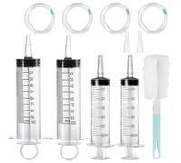 GOTRUST 4PCS Large Plastic Syringe with Tube, 100ml and 60ml Reusable Liquid Syringes, Needleless Measuring Syringe for Laboratory Industry Pets Feeding Watering Oil Glue