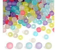 GOTRUST 600pcs Round Frosted Beads, 6mm Matte Aurora Crystal Bead, Colorful Glitter Glass Beads, Frosted Moonstone Bead for Jewelry Making Crafts DIY