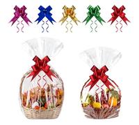 GOTRUST Cellophane Bags Large, 16pcs Clear Cellophane Treat Bag, 2 Size Cellophanes Wrap for Hampers with Bow, Hamper Wrapping Basket Bags for Making Gift Packaging 70x100cm, 50x70cm