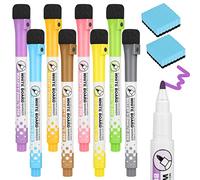 GOTRUST Dry Erase Markers Magnetic, Whiteboard Marker, 8 Color Markers Glass Pens, Washable Marker Liquid Chalk Pens Fine Tip Chalk Pen with 2 Eraser for White board Memo Boards