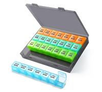 GOTRUST Large Monthly Pill Organiser, 28 Day Pill Cases Organizers by Week, 7 Day 1 Time a Day Dosset Box, 4 Weeks High Capacity Medicine Storage Box for Daily Travel Vitamins (Colorful)