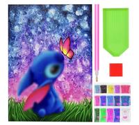 GOTRUST Stitch Crystal Art Kits, Cartoon Diamond Crystal Painting, Full Drill Stitch Paint by Numbers, 5D DIY Diamond Rhinestone Embroidery Stitch Paint for Adults Home Wall Decor 30x40cm