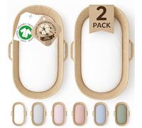 GOTS Organic 2 x Moses Basket Fitted Sheets - Luxuriously Tick 190GSM Organic Cotton - Softest Combed Cotton - Compatible With Clair de lune Moses Basket & Pram, Stroller Matress Cover Sheet