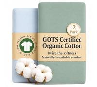 GOTS Organic Next To Me Crib Sheets 51x85 - Thickest & Softest GOTS Organic Cotton Bedside Sleeper Sheet 51x85 Next2me Cozee Bedside Crib Fitted Mattress Sheets